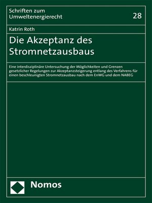 cover image of Die Akzeptanz des Stromnetzausbaus